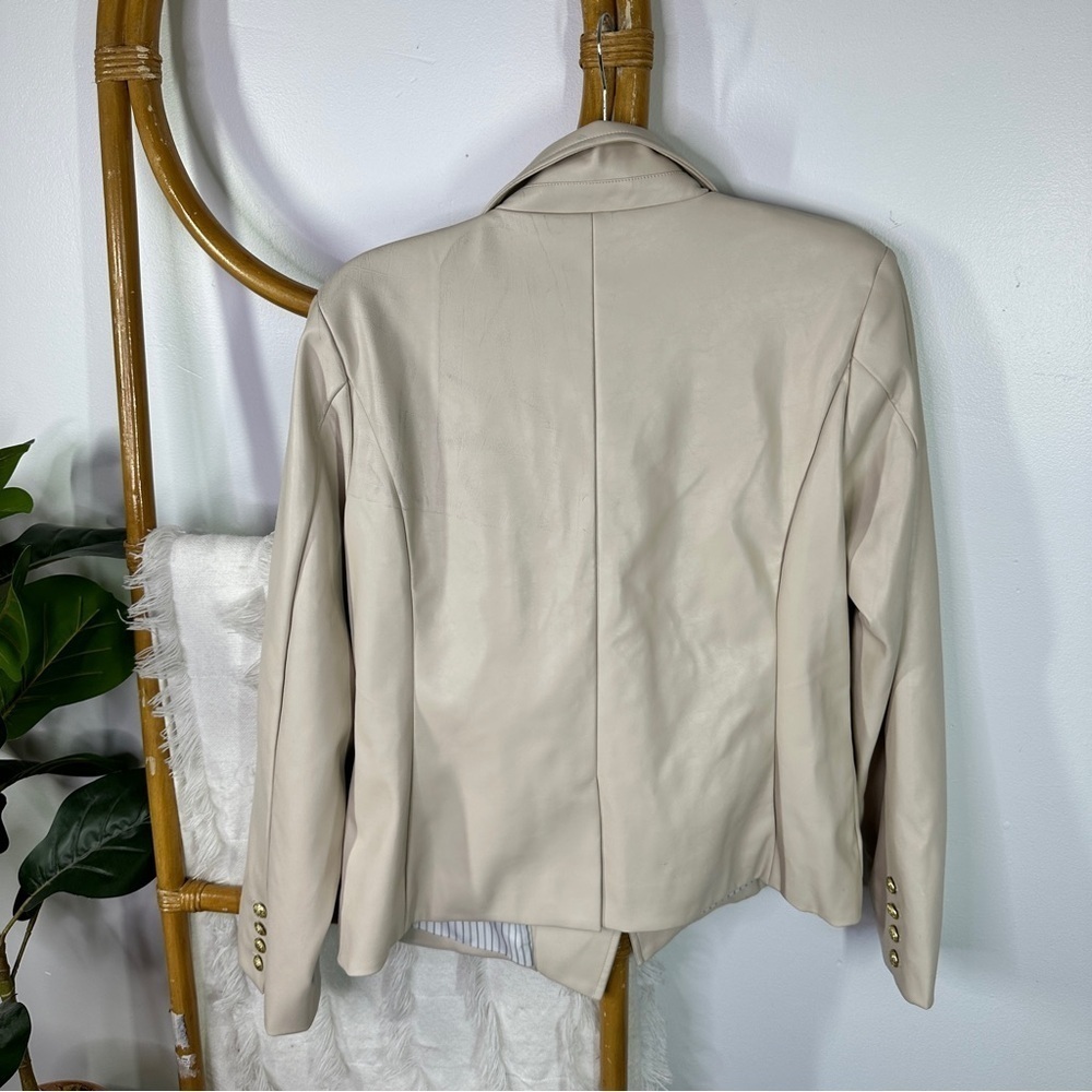 NWT Anthropologie Faux Leather Cream Blazer AS IS sz XL - Picture 3 of 8